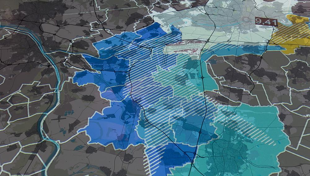 Medientisch Informationszenterum – Darstellung Frankfurter Fluglärmindex
