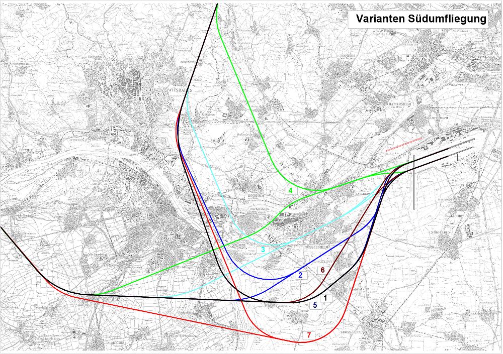Varianten Südumfliegung (Quelle: FFR, DFS)